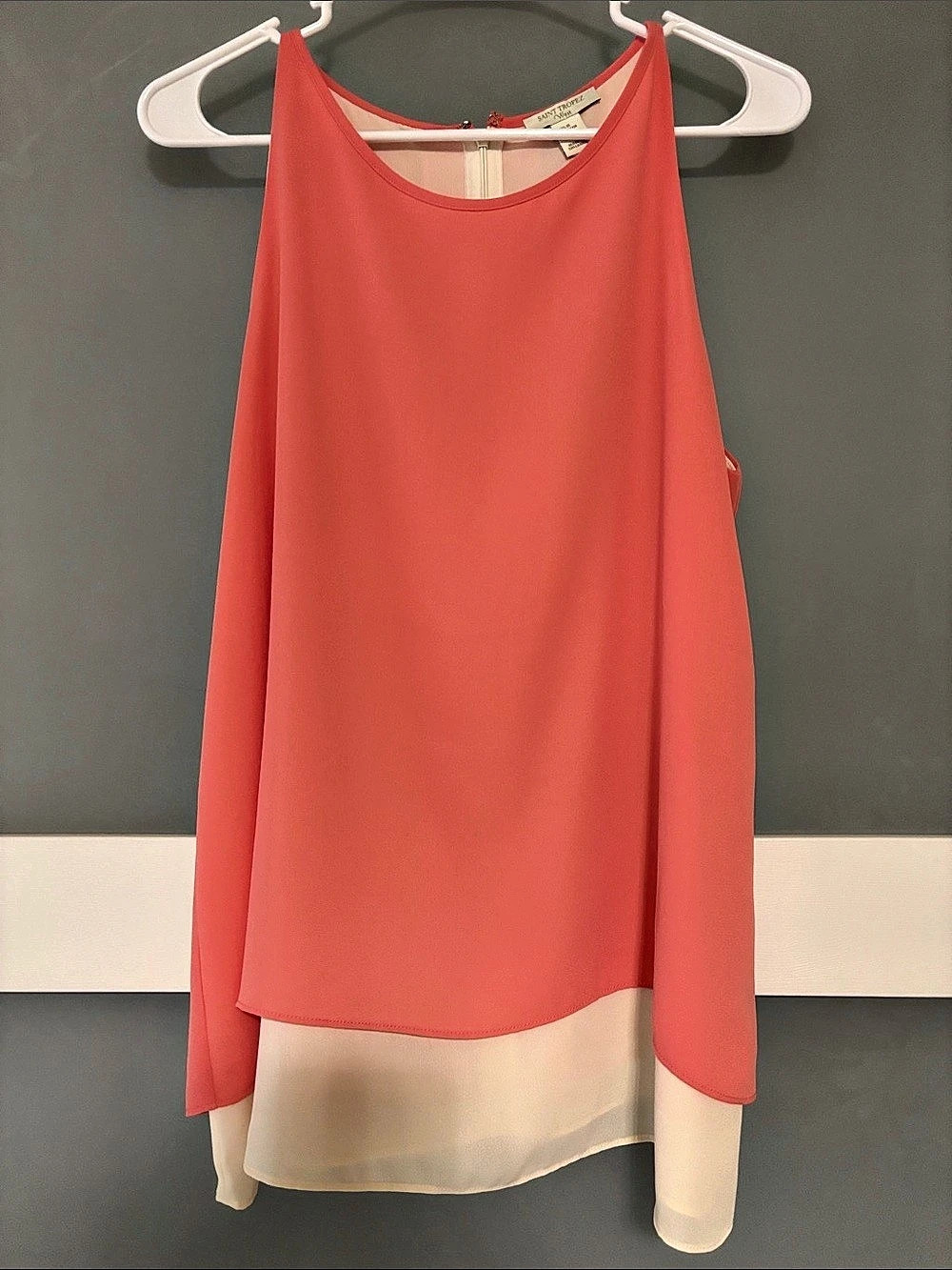 Saint Tropez Layered Salmon & White Blouse Size Medium